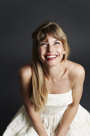 Beautiful blond bride, smilingの写真素材