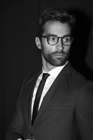 Sharp dressed man in suit and tieの写真素材