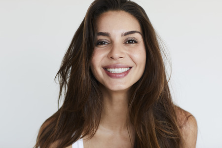 Beautiful woman with toothy smiling, portraitの写真素材