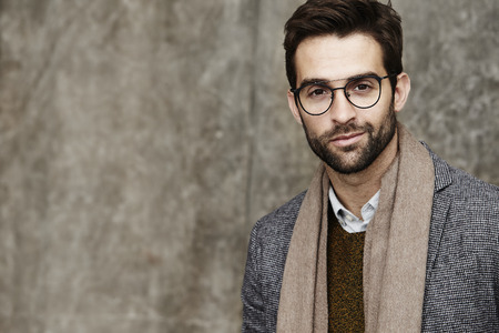 Man smiling in spectacles, portraitの写真素材