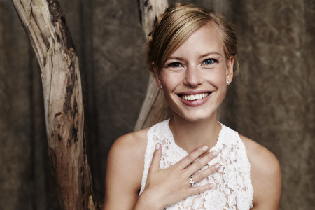 Portrait of beautiful blue eyed brideの写真素材
