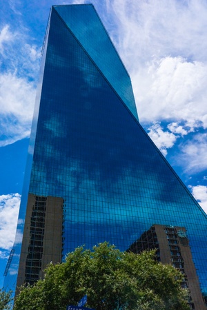 Modern day architecture in down town Dallas over the summerのeditorial素材