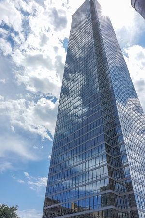 Modern day architecture in down town Dallas over the summer