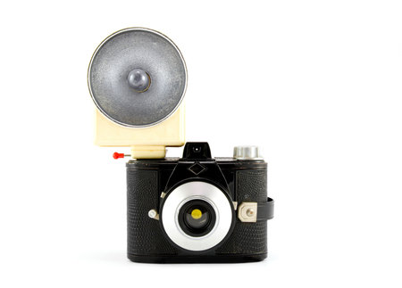 old fashioned photo camera isolated on white background