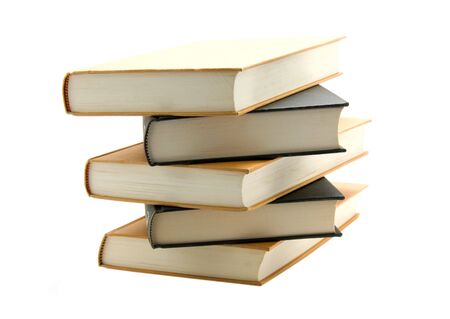 Stacked books isolated on white backgroundの写真素材