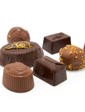 chocolate bonbons isolated on white backgroundの写真素材