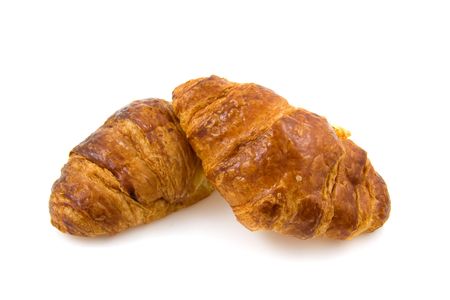 Two croissants isolated on white backgroundの写真素材
