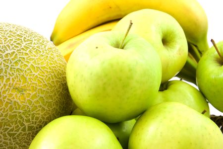 Lots of fruit:Fruits, melon, apple and bananas の写真素材
