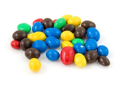 colorful chocolate candy isolated on white backgroundの写真素材