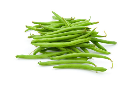 raw green beans vegetables isolated on white background