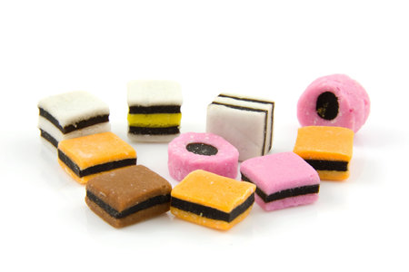 Colorful English candy drop isolated on white backgroundのeditorial素材