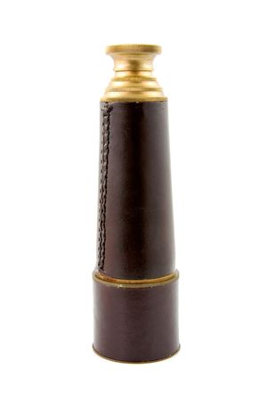 spyglass pirate Scope Monocular upright over white backgroundの写真素材
