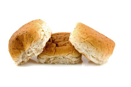 Three bun bread isolated on white backgroundの写真素材