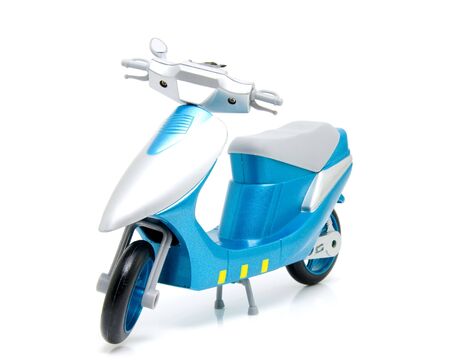 blue scooter motorcycle isolated on white backgroundの写真素材