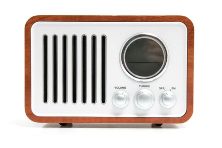 Old fashioned radio isolated on white backgroundの写真素材