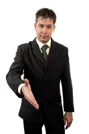Businessman is shaking your hand over white backgroundの写真素材