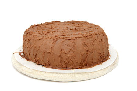 delicious chocolate cake isolated on white backgroundの写真素材