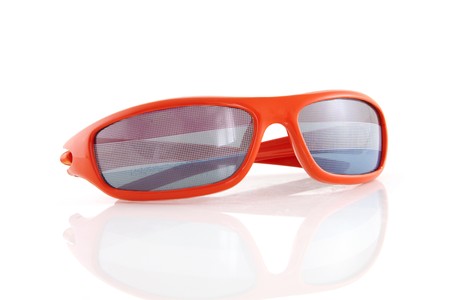 soccer glasses with Dutch flag isolated on white backgroundの写真素材