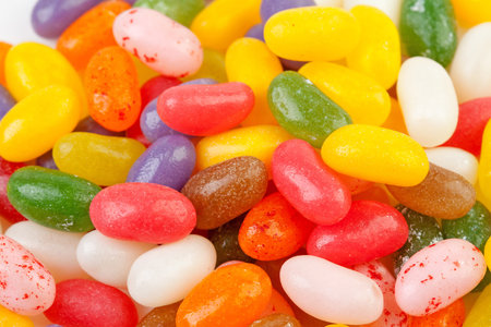 background of colorful jelly beans candy in closeup