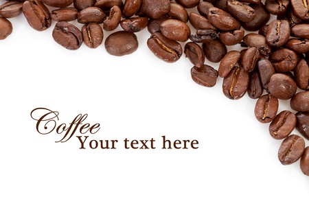 Coffee beans over white background with space for your textの写真素材