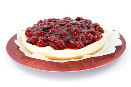 Delicious Cherry pie isolated on white backgroundの写真素材