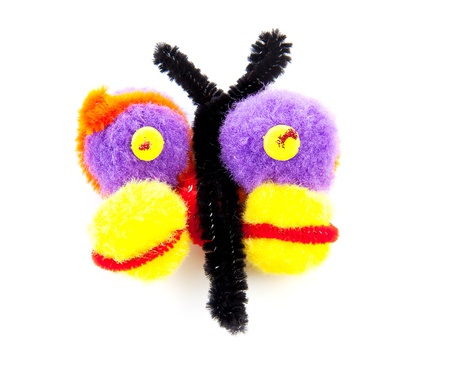 colorful butterfly toy isolated on white backgroundの写真素材