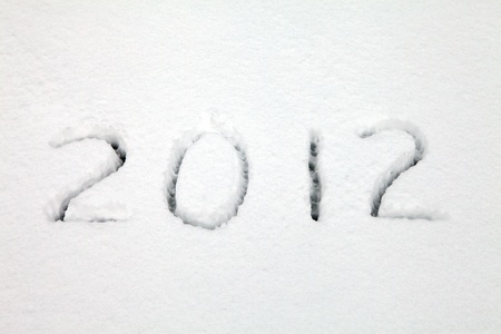 the year 2012 written in snowの写真素材
