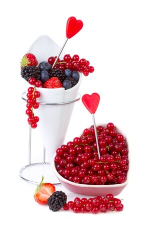 Healthy fresh red fruit over white backgroundの写真素材