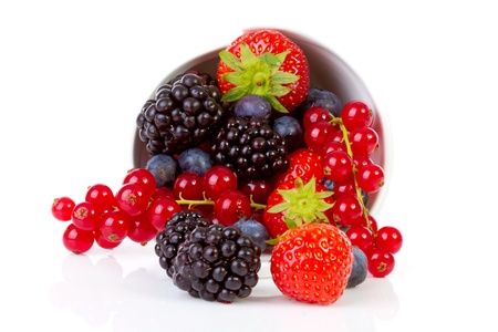 Healthy fresh red fruit over white backgroundの写真素材