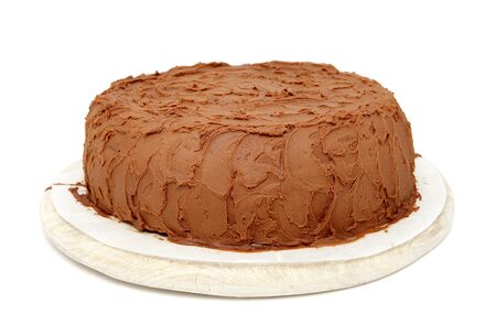 delicious chocolate cake isolated on white backgroundの写真素材
