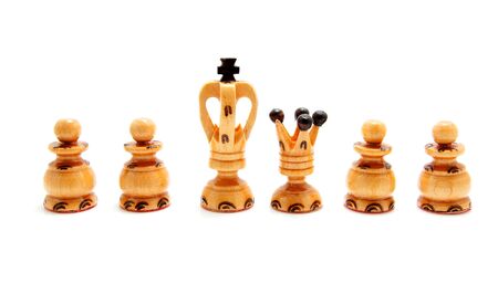 king and queen chess pawn isolated on white backgroundの写真素材