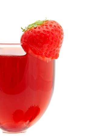 glass with strawberry drink over white background 
の写真素材