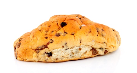 One whole raising bread over white backgroundの写真素材
