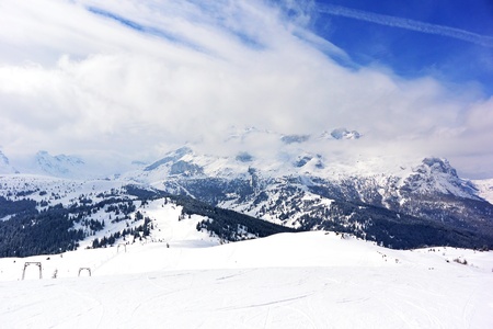 Winter landscape in mountains of Italy the Dolomitesの写真素材