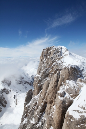Mountain in the Dolomites of Italy agains blue sunny skyの写真素材