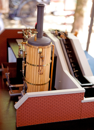 Miniature industrial steam engine in closeupのeditorial素材