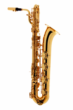 Saxophone instrument over white backgroundの写真素材