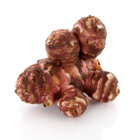 Jerusalem artichoke vegetable isolated on white backgroundの写真素材