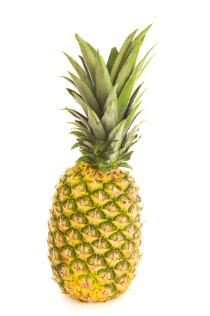 One fresh isolated pineapple over white backgroundの写真素材