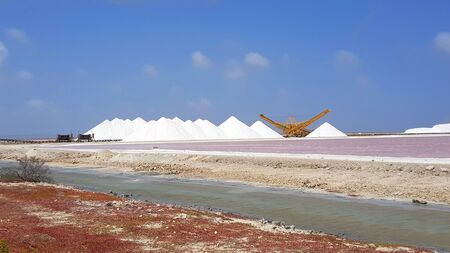 Harvested Salt on Dutch Caribbean Island of Bonaireの写真素材