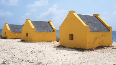 Yellow Slave houses on Bonaire