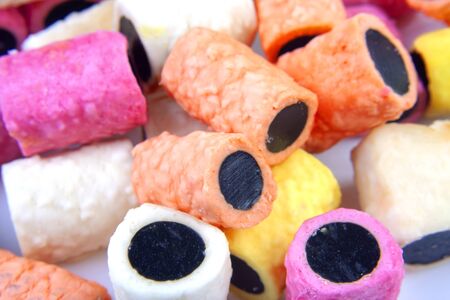 Wallpaper of colorful sweet candy in closeupの写真素材