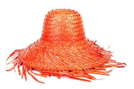 Typical Dutch orange hat over white backgroundの写真素材