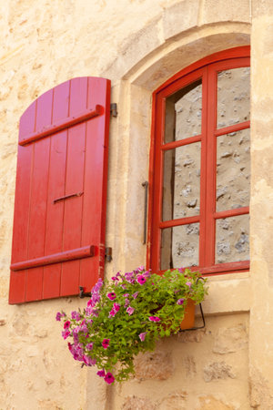 Typical French window with shuttersの写真素材