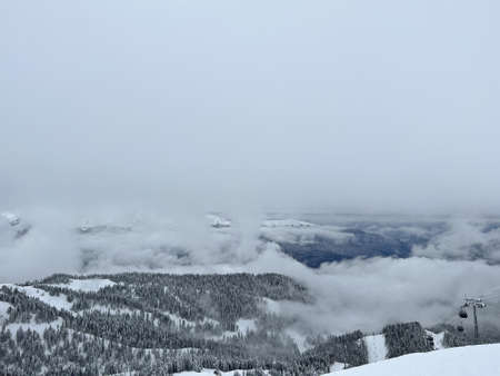 panoramic winter mountain landscapeの写真素材