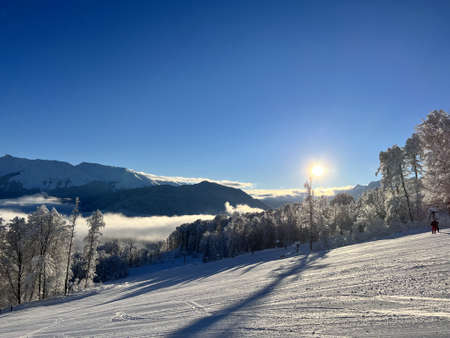 sunny day in the mountainsの写真素材