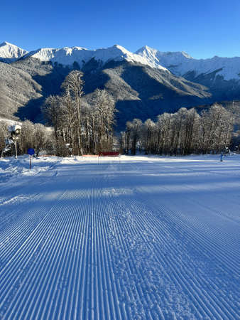 ski resort in the mountainsの写真素材
