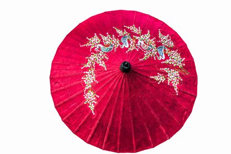 paper umbrella isolatedの写真素材