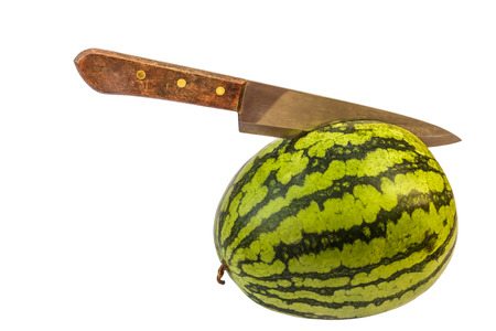 through Watermelon isolated on white with clipping pathの写真素材