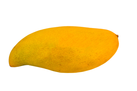 ripe mangoes isolated in white background with clipping pathの写真素材